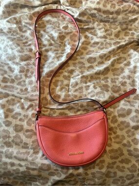 Michael Kors Coral-Pink Pebbled Leather Crossbody Bag